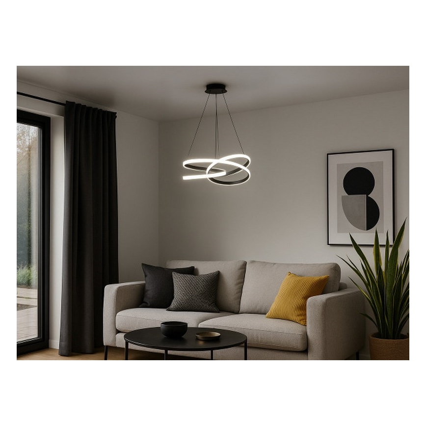 LED Stmívatelný lustr na lanku LED/90W/230V 3000-6500K pr. 47 cm + dálkové ovládání