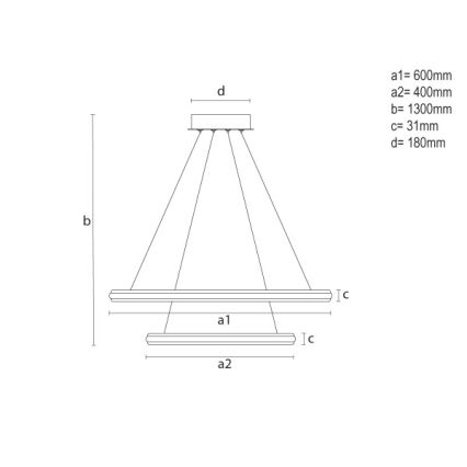 LED Stmívatelný lustr na lanku LED/90W/230V 3000-6500K pr. 60 cm + dálkové ovládání