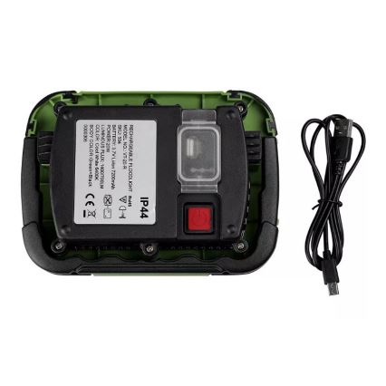 LED Stmívatelný nabíjecí reflektor SAMSUNG CHIP + funkce SOS LED/10W/3,7V/USB IP44 4000K 3600 mAh zelená