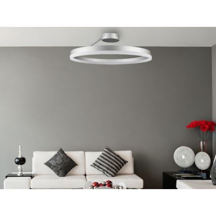 LED Stmívatelný přisazený lustr LED/40W/230V 3000-6500K matný chrom + dálkové ovládání