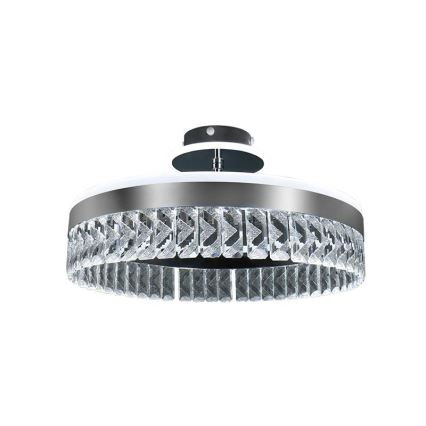 LED Stmívatelný křišťálový přisazený lustr LED/75W/230V 3000-6500K matný chrom + dálkové ovládání