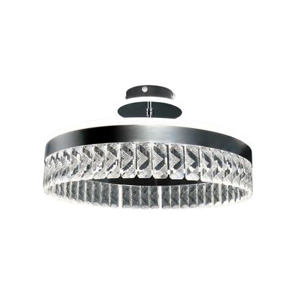 LED Stmívatelný křišťálový přisazený lustr LED/75W/230V 3000-6500K matný chrom + dálkové ovládání