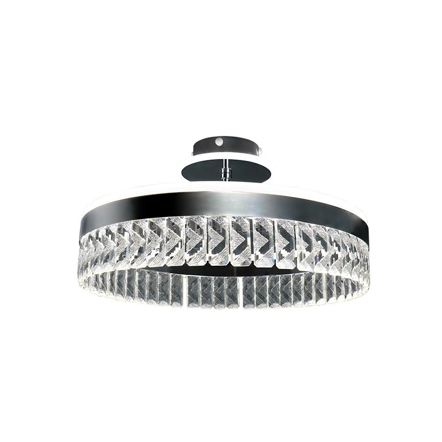 LED Stmívatelný křišťálový přisazený lustr LED/75W/230V 3000-6500K matný chrom + dálkové ovládání