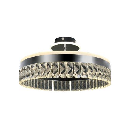 LED Stmívatelný křišťálový přisazený lustr LED/75W/230V 3000-6500K matný chrom + dálkové ovládání