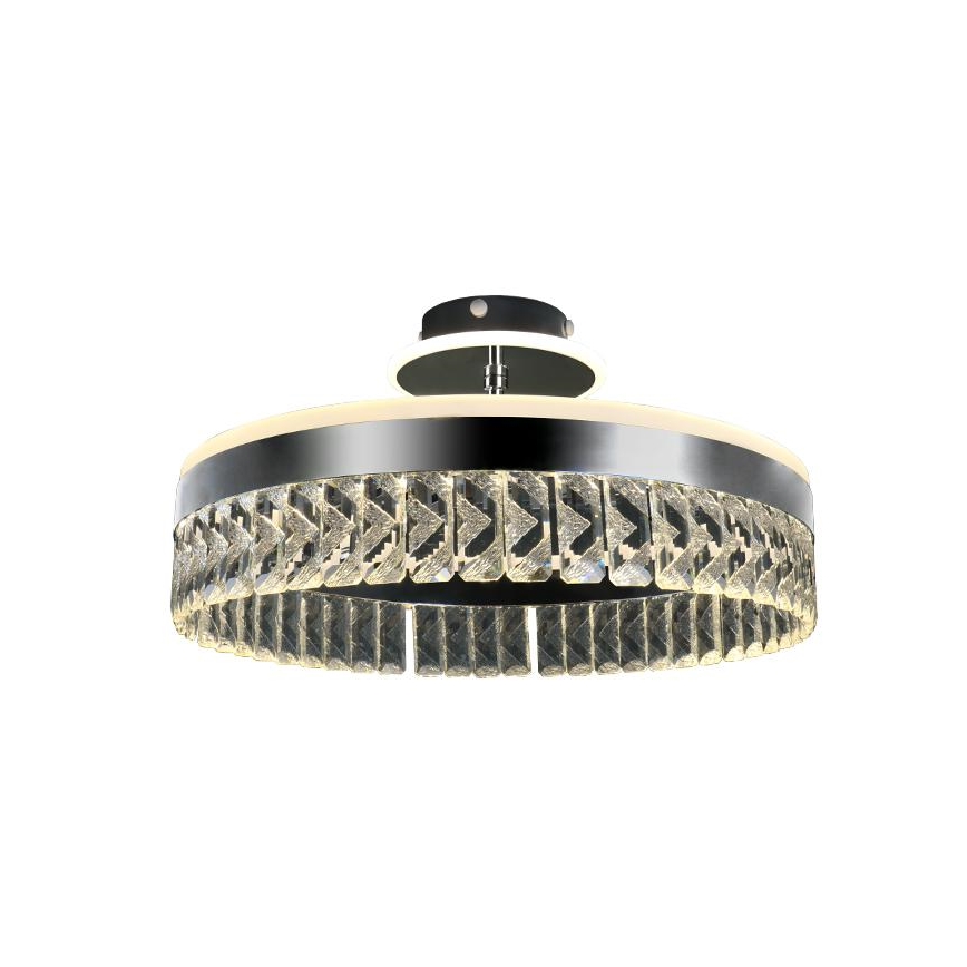 LED Stmívatelný křišťálový přisazený lustr LED/75W/230V 3000-6500K matný chrom + dálkové ovládání