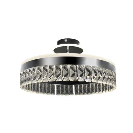 LED Stmívatelný křišťálový přisazený lustr LED/75W/230V 3000-6500K matný chrom + dálkové ovládání