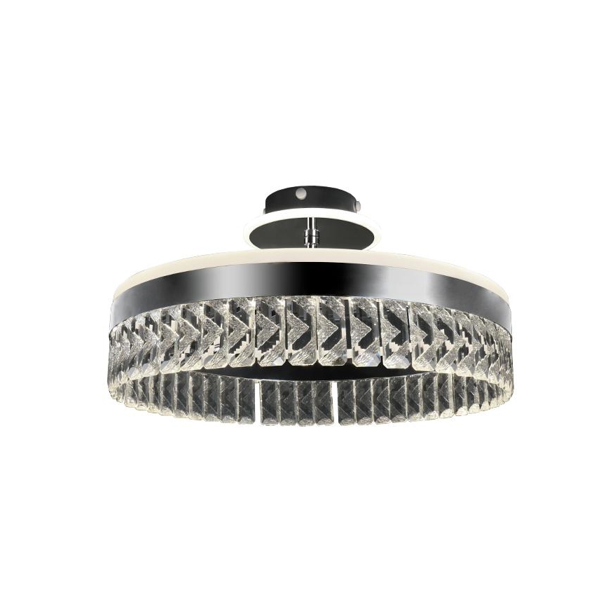 LED Stmívatelný křišťálový přisazený lustr LED/75W/230V 3000-6500K matný chrom + dálkové ovládání