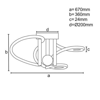 LED Stmívatelný přisazený lustr LED/80W/230V 3000-6500K + dálkové ovládání