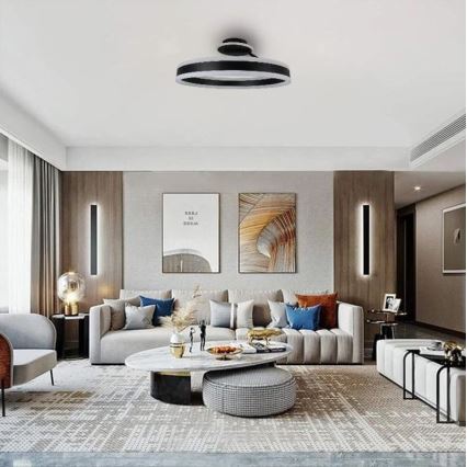 LED Stmívatelný přisazený lustr LED/86W/230V 3000-6500K černá + dálkové ovládání