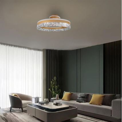 LED Stmívatelný přisazený lustr LED/86W/230V 3000-6500K zlatá + dálkové ovládání