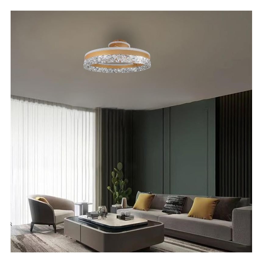 LED Stmívatelný přisazený lustr LED/86W/230V 3000-6500K zlatá + dálkové ovládání