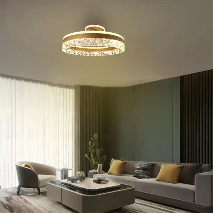 LED Stmívatelný přisazený lustr LED/86W/230V 3000-6500K zlatá + dálkové ovládání