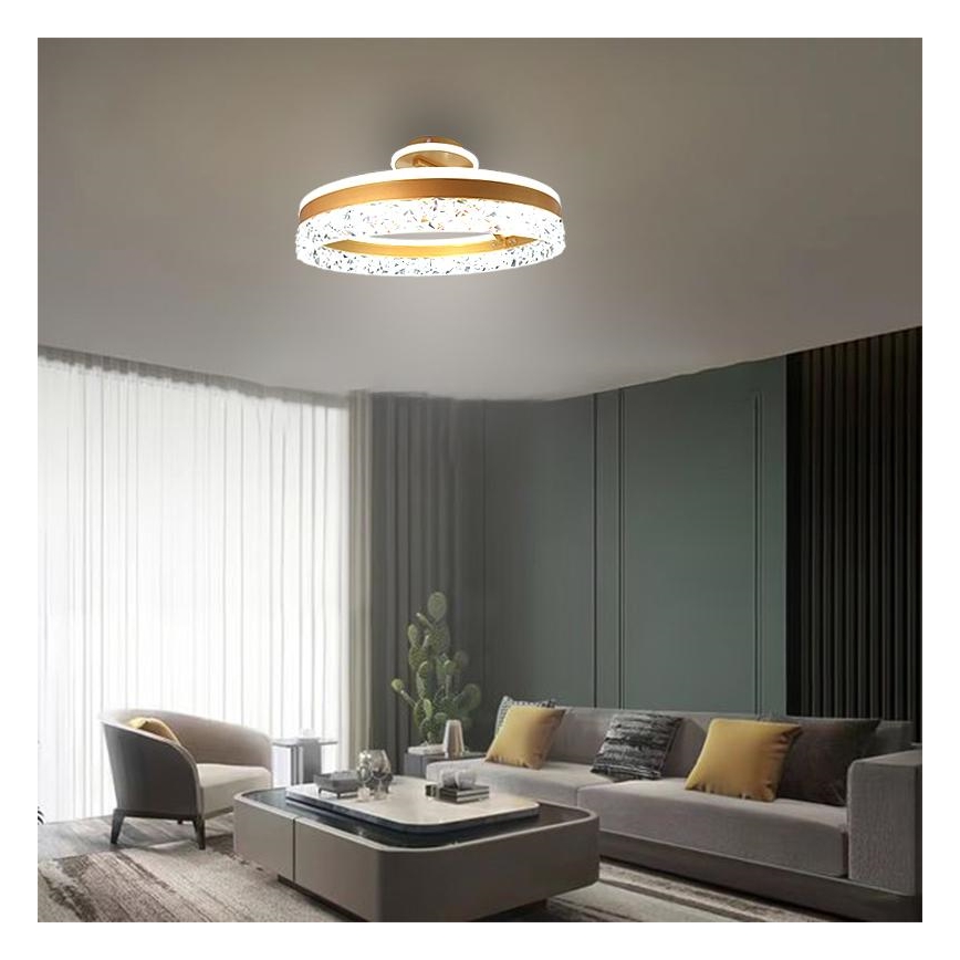 LED Stmívatelný přisazený lustr LED/86W/230V 3000-6500K zlatá + dálkové ovládání