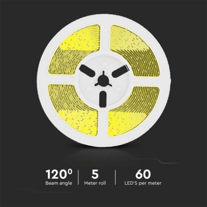 LED Stmívatelný solární pásek LED/1,2W/3,7V 4000K IP67 5m + dálkové ovládání