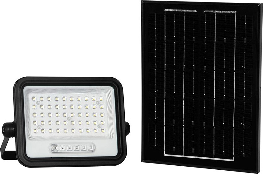 LED Stmívatelný solární reflektor LED/100W/3,2V 2000-8000K IP65 5000 mAh černá + dálkové ovládání