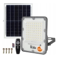 LED Stmívatelný solární reflektor LED/100W/3,2V 5000K 10500 mAh IP65 černá + dálkové ovládání