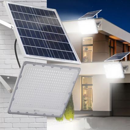 LED Stmívatelný solární reflektor LED/100W/3,2V 5000K 10500 mAh IP65 černá + dálkové ovládání