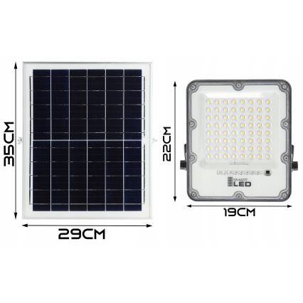 LED Stmívatelný solární reflektor LED/100W/3,2V 5000K 10500 mAh IP65 černá + dálkové ovládání