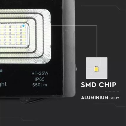 LED Stmívatelný solární reflektor LED/12W/3,2V 6000K IP65 5000 mAh + dálkové ovládání