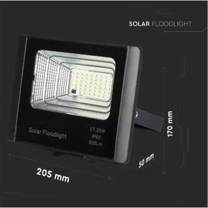 LED Stmívatelný solární reflektor LED/12W/3,2V 6000K IP65 + dálkové ovládání