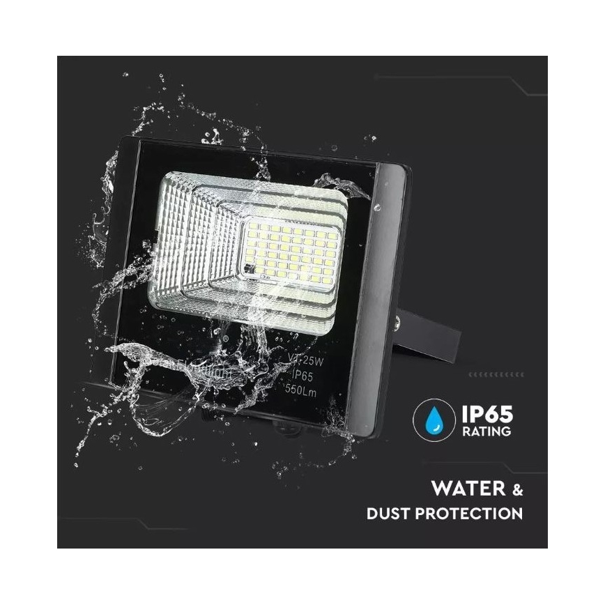 LED Stmívatelný solární reflektor LED/12W/3,2V 6000K IP65 5000 mAh + dálkové ovládání