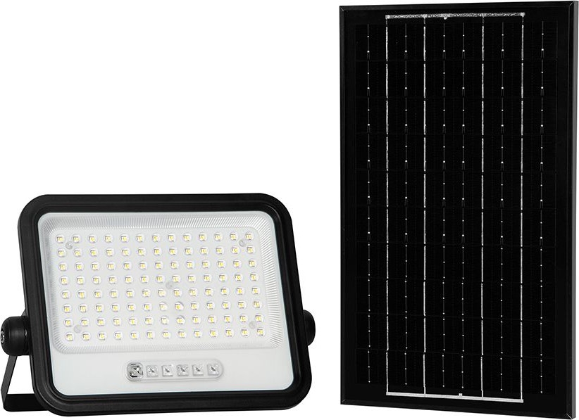 LED Stmívatelný solární reflektor LED/200W/3,2V 2000-8000K IP65 10000 mAh černá + dálkové ovládání