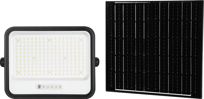 LED Stmívatelný solární reflektor LED/400W/3,2V 2000-8000K IP65 20000 mAh černá + dálkové ovládání