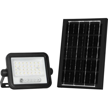 LED Stmívatelný solární reflektor LED/50W/3,2V 2000-8000K IP65 3800 mAh černá + dálkové ovládání