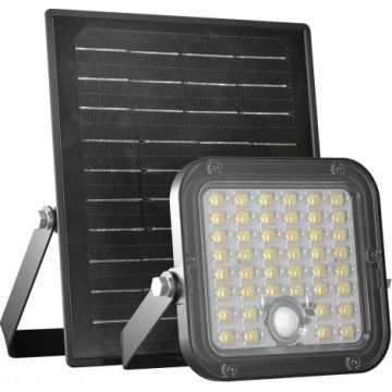 LED Stmívatelný solární reflektor se senzorem LED/10W/3,7V 3000/4000K IP65 3600 mAh + dálkové ovládání
