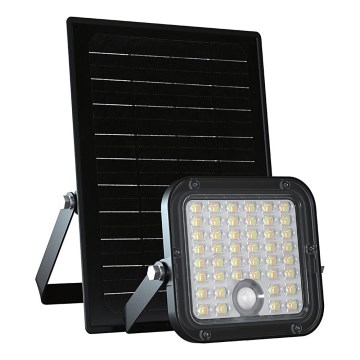 LED Stmívatelný solární reflektor se senzorem LED/10W/3,7V 4000/6000K IP65 + dálkové ovládání