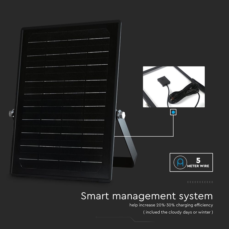 LED Stmívatelný solární reflektor se senzorem LED/10W/3,7V 4000/6000K IP65 + dálkové ovládání