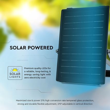 LED Stmívatelný solární reflektor se senzorem LED/10W/3,7V 4000/6000K IP65 + dálkové ovládání