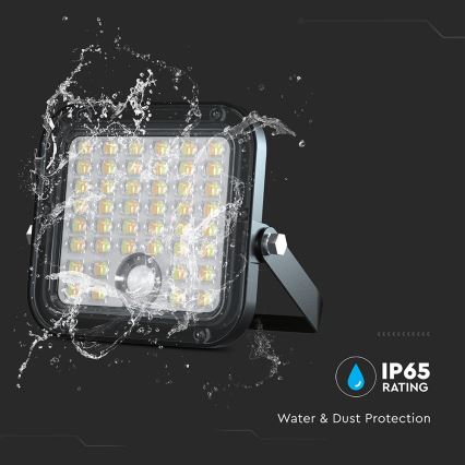 LED Stmívatelný solární reflektor se senzorem LED/10W/3,7V 4000/6000K IP65 + dálkové ovládání