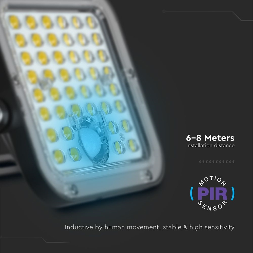 LED Stmívatelný solární reflektor se senzorem LED/10W/3,7V 4000/6000K IP65 + dálkové ovládání