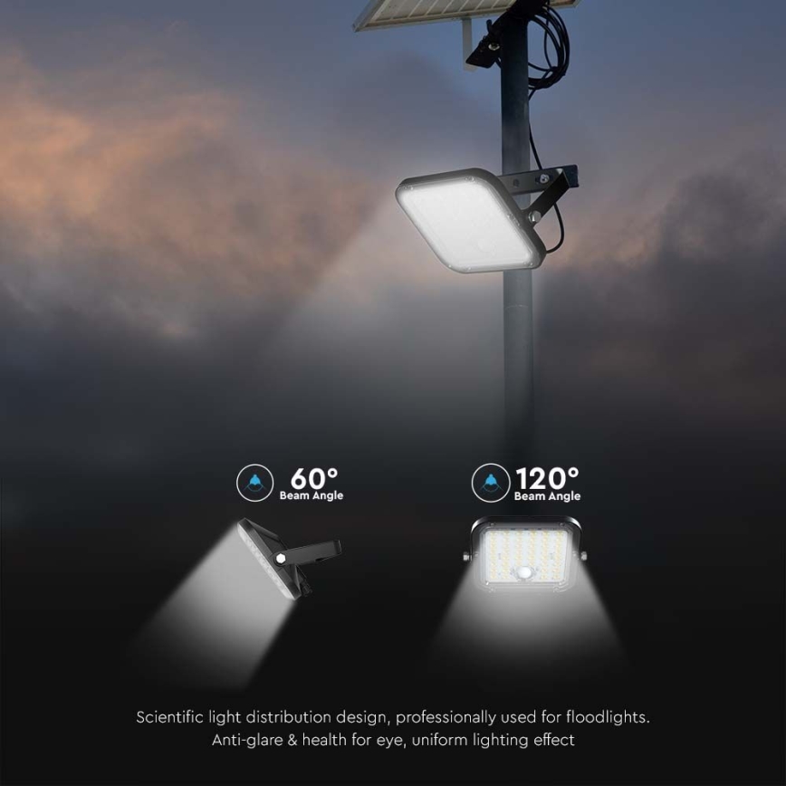 LED Stmívatelný solární reflektor se senzorem LED/10W/3,7V 4000/6000K IP65 + dálkové ovládání