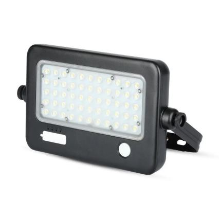 LED Stmívatelný solární reflektor se senzorem LED/10W/3,7V 4000K IP65 + USB port