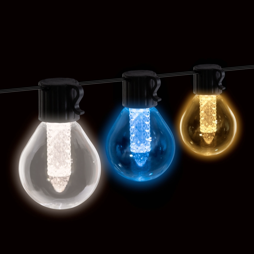 LED Stmívatelný solární řetěz 15xLED/1,5W/3,7/5V 2700-10000K 2200 mAh 9 m IP65 černá + dálkové ovládání
