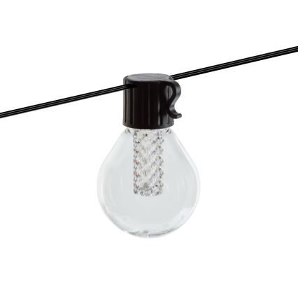 LED Stmívatelný solární řetěz 15xLED/1,5W/3,7/5V 2700-10000K 2200 mAh 9 m IP65 černá + dálkové ovládání
