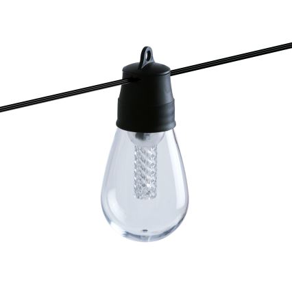 LED Stmívatelný solární řetěz 25xLED/1,5W/3,7/5V 2700-10000K 2200 mAh 15 m IP65 černá + dálkové ovládání