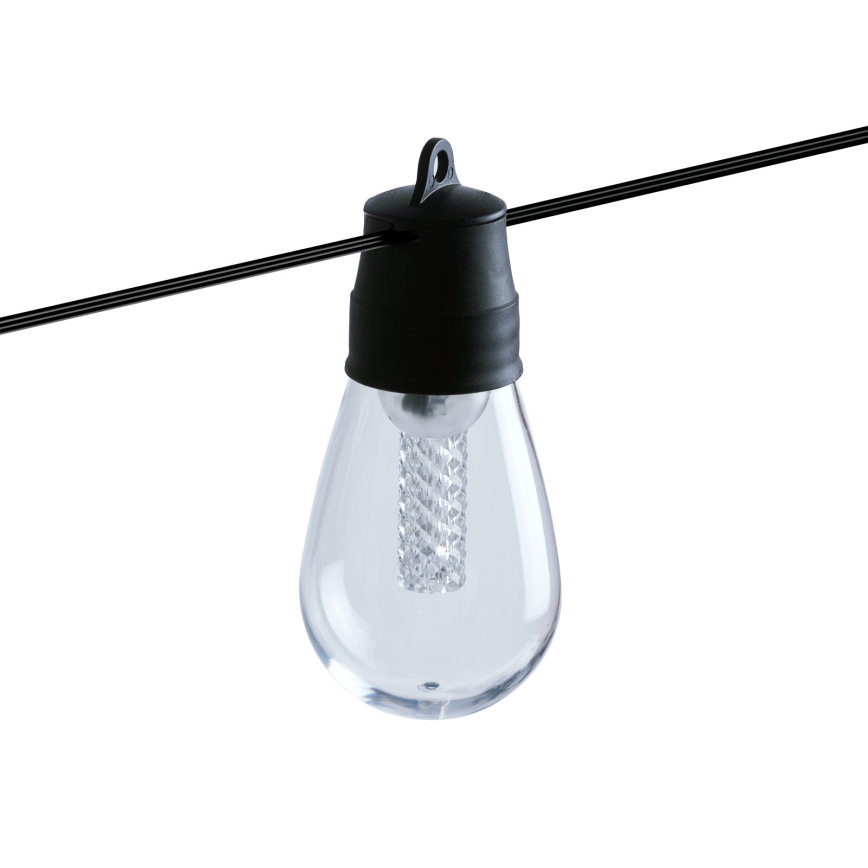 LED Stmívatelný solární řetěz 25xLED/1,5W/3,7/5V 2700-10000K 2200 mAh 15 m IP65 černá + dálkové ovládání