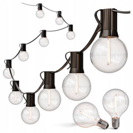 LED Stmívatelný venkovní dekorační řetěz 25xE12/1W/24/230V 17,5 m IP65 černá + dálkové ovládání