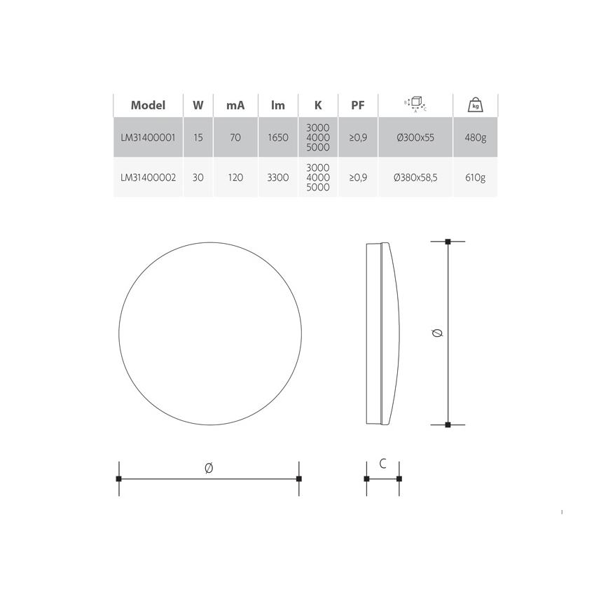 LED Stmívatené koupelnové stropní svítidlo LED/30W/230V 3000/4000/5000K pr. 38 cm IP54
