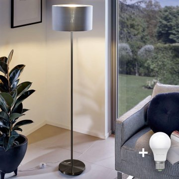 LED Stojací lampa TUNJA 1xE27/20W/230V pr. 30 cm černá/šedá