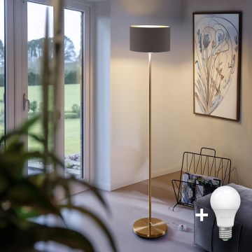 LED Stojací lampa TUNJA 1xE27/20W/230V pr. 30 cm zlatá/taupe