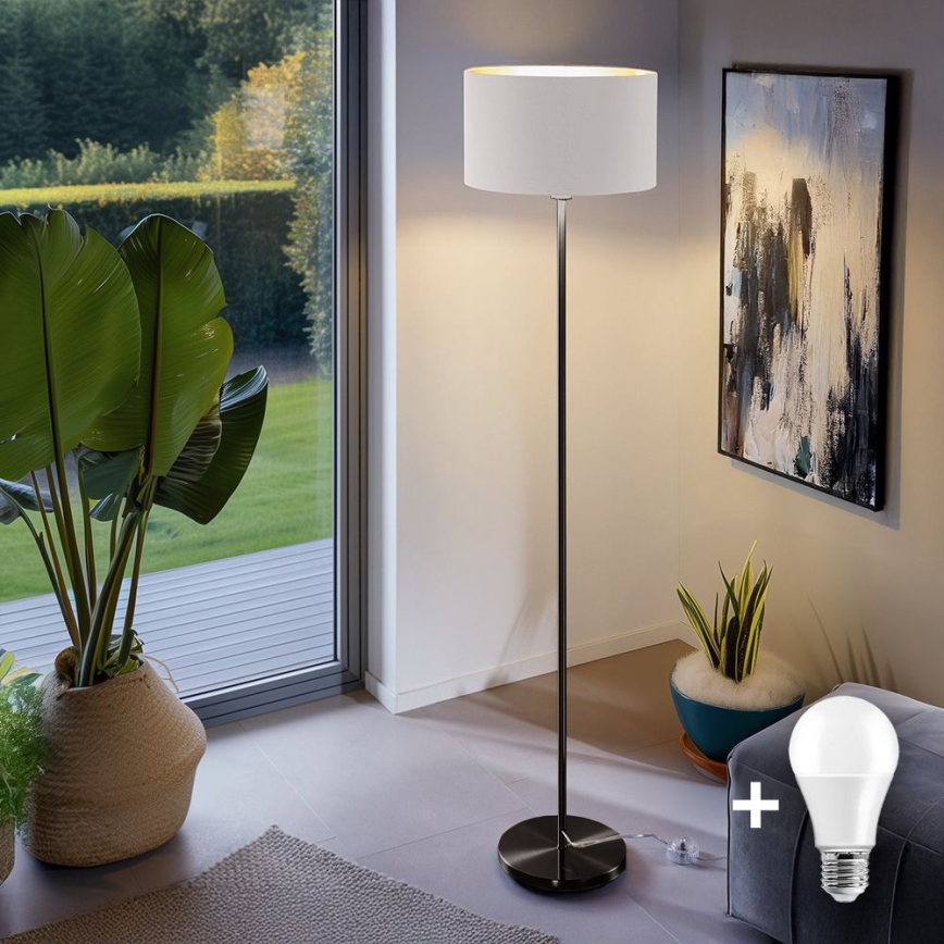LED Stojací lampa TUNJA 1xE27/20W/230V pr. 38 cm černá/bílá