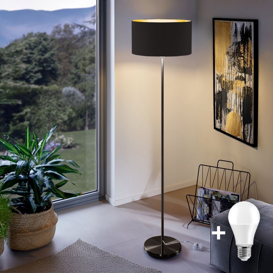 LED Stojací lampa TUNJA 1xE27/20W/230V pr. 38 cm černá
