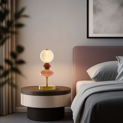 LED Stolní lampa FLORES LED/10W/230V zlatá/oranžová/hnědá