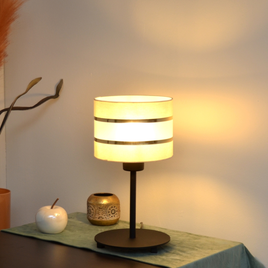 LED Stolní lampa HELEN 1xE27/15W/230V krémová/černá/zlatá