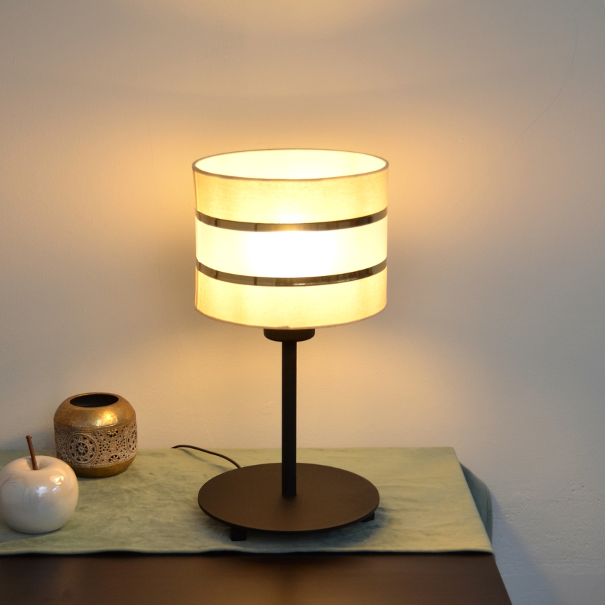 LED Stolní lampa HELEN 1xE27/15W/230V krémová/černá/zlatá