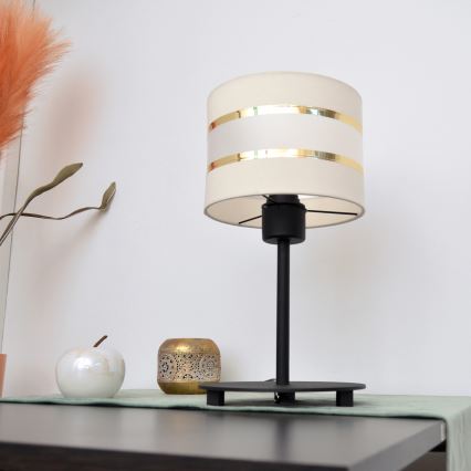 LED Stolní lampa HELEN 1xE27/15W/230V krémová/černá/zlatá